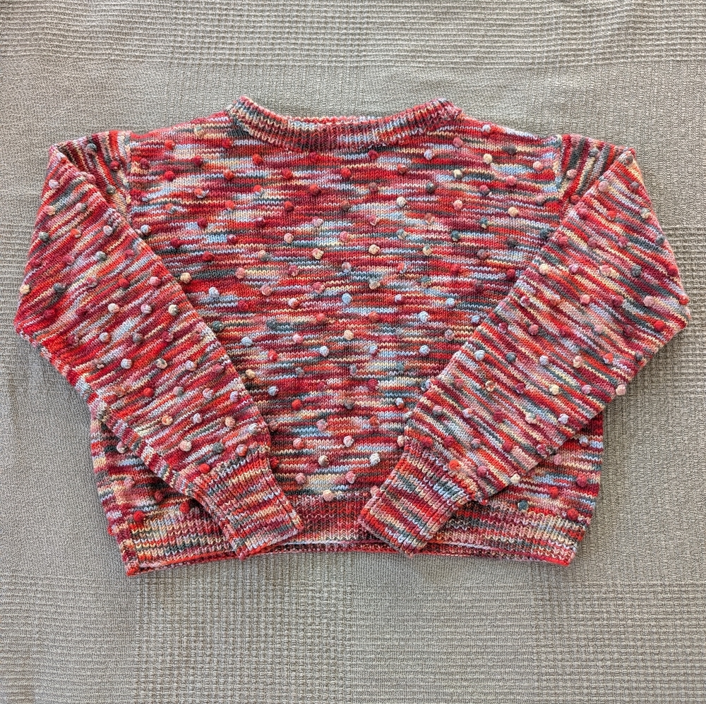 Misha & Puff Women's Wool Foliage Space Dye Crew Neck Popcorn Pullover